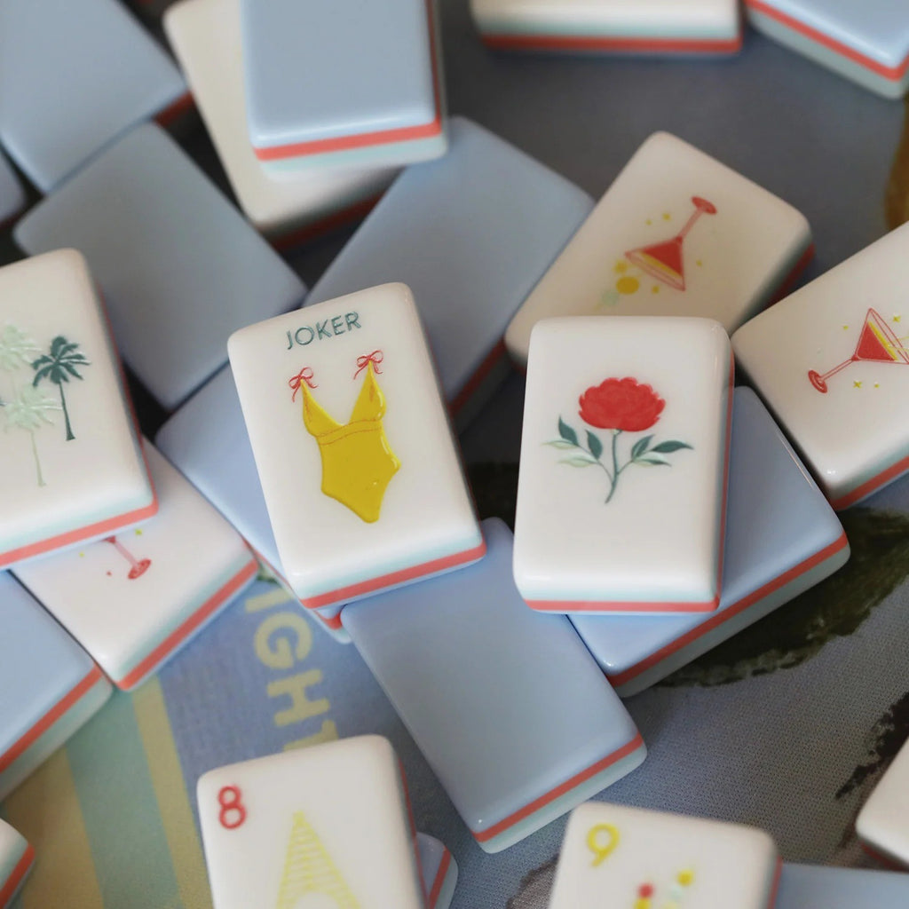 Sea Breeze Blue 4-Layer Acrylic American Mahjong Set – 160 Tiles