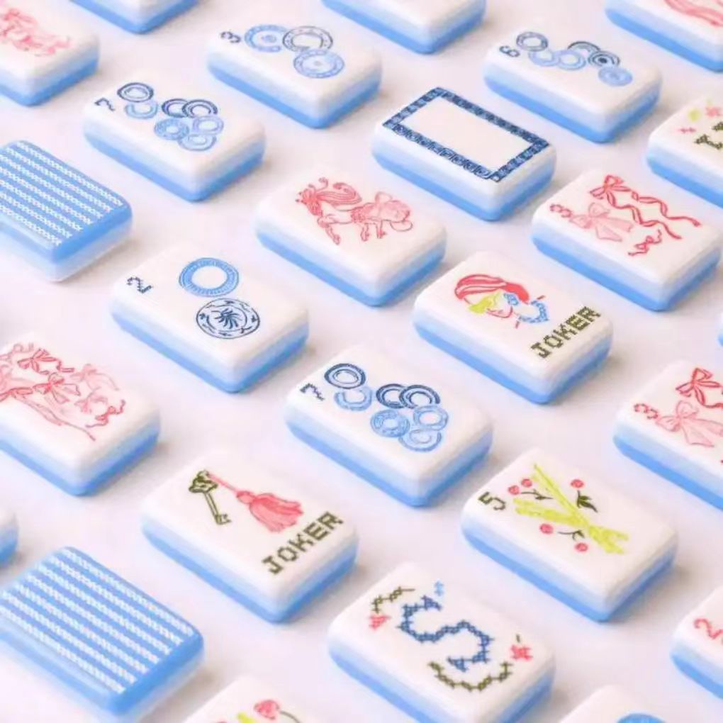 Blue Stripe Bow & Mermaid American Mahjong Set – view 2