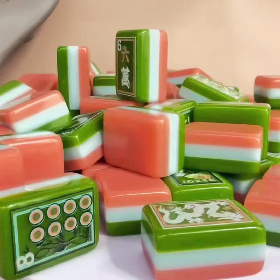 Orange 3-Layer Hand-Painted Acrylic American Mahjong Tiles – view 3