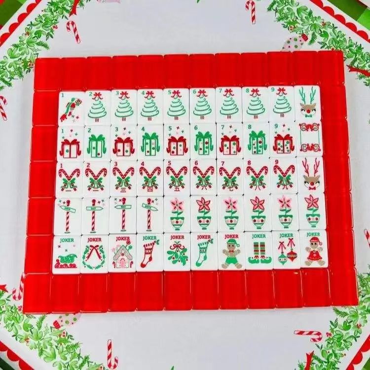 Red Christmas Gingerbread Double-Layer American Mahjong Set – view 2