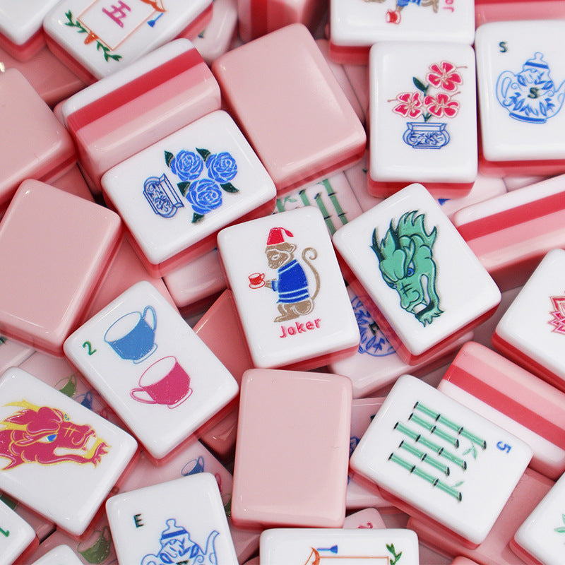 Pink Monkey & Teacup American Mahjong Set