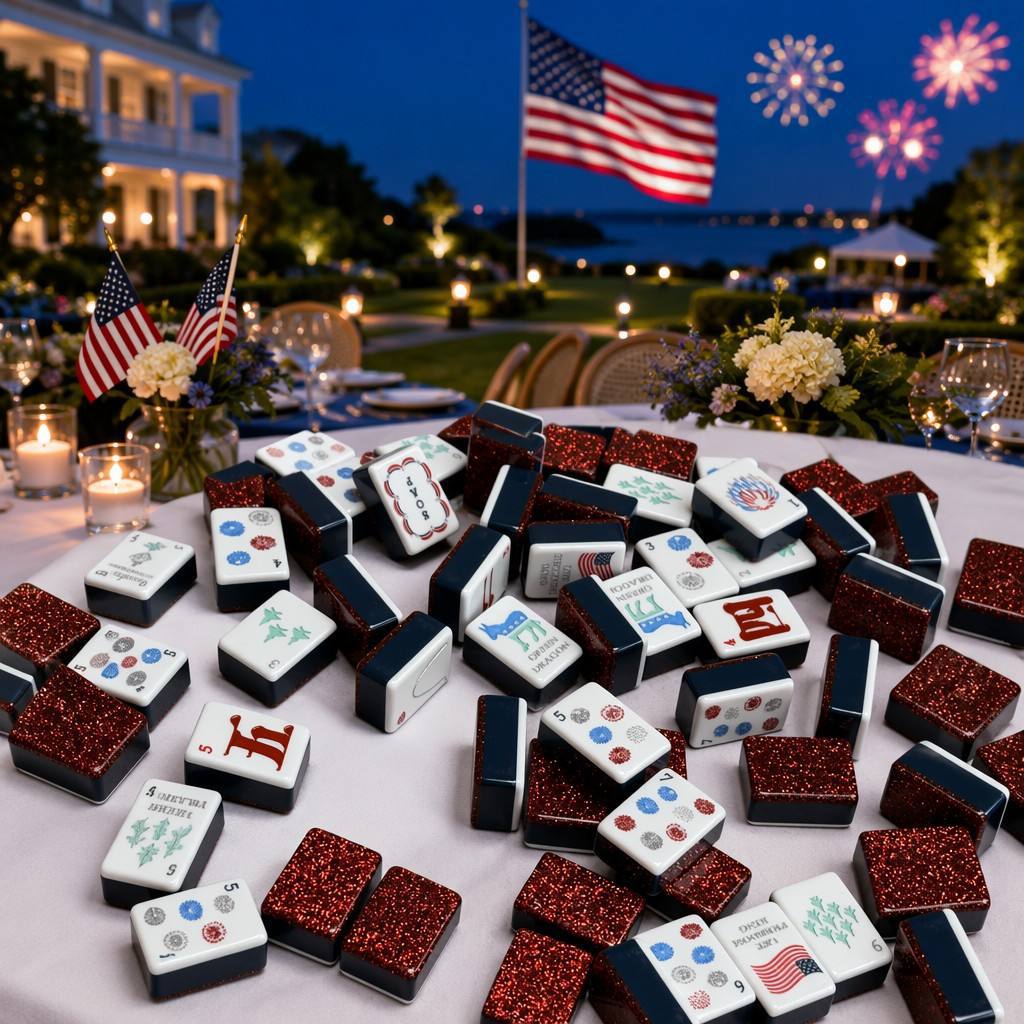Red Glitter Patriotic Celebration American Mahjong Set