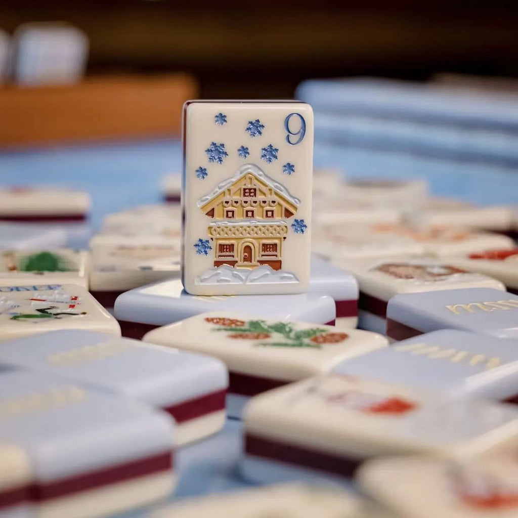 Winter Ski Chalet American Mahjong Set