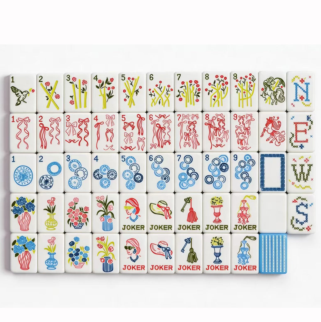 Blue Stripe Bow & Mermaid American Mahjong Set – view 5