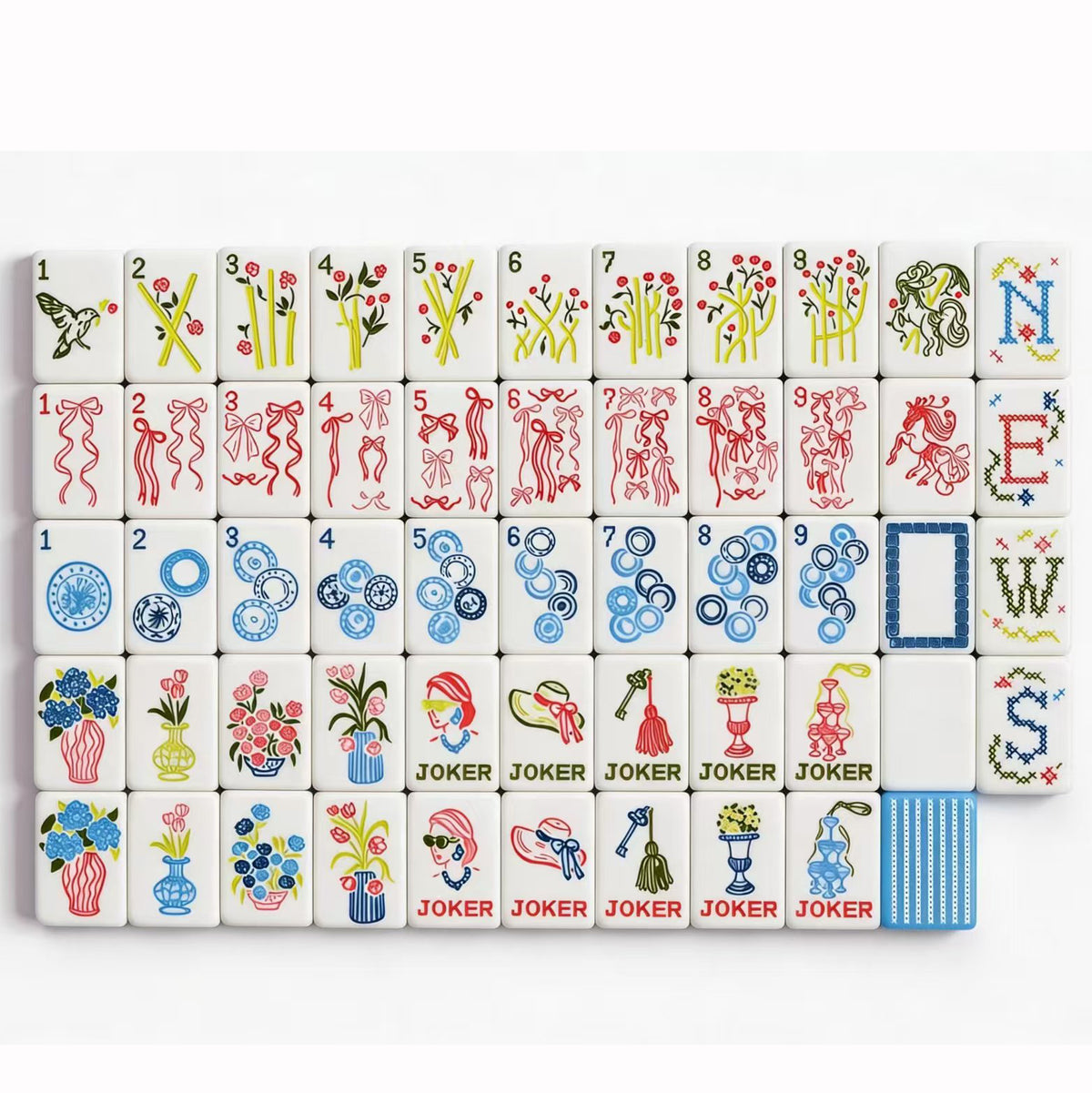 Blue Stripe Bow & Mermaid American Mahjong Set – view 5