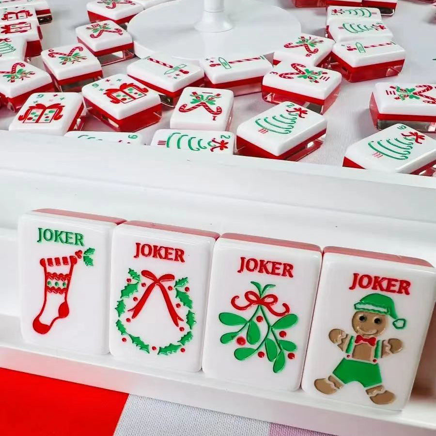 Red Christmas Gingerbread Double-Layer American Mahjong Set – view 3