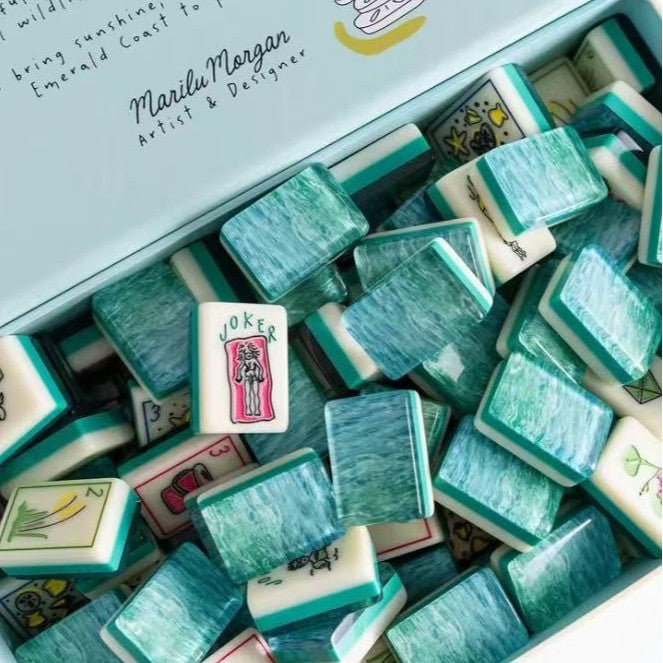 Water ripple pattern printed with beach American Mahjong