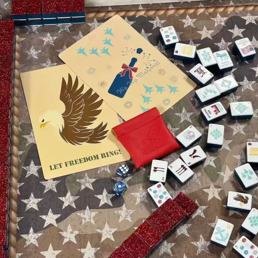 Red Glitter Patriotic Celebration American Mahjong Set – view 3