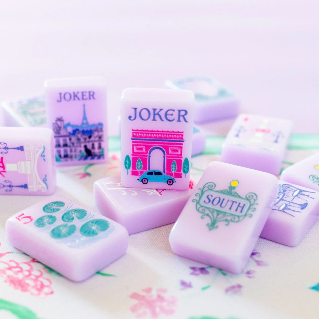 Lavender Purple Paris Eiffel Tower American Mahjong Set