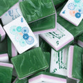 Green mother-of-pearl hand-painted American Mahjong