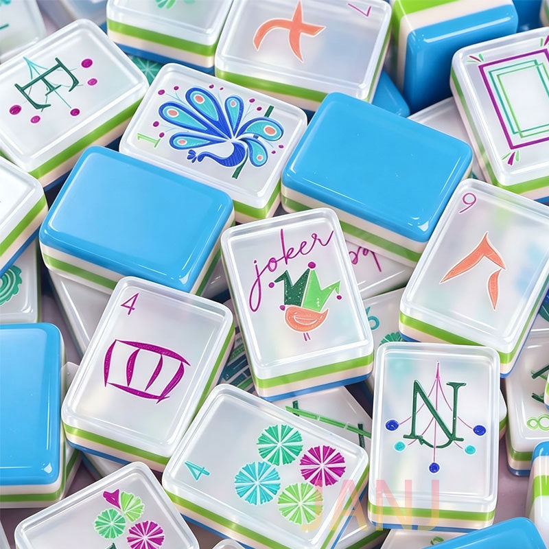 Sky Blue Modern Peacock American Mahjong Set
