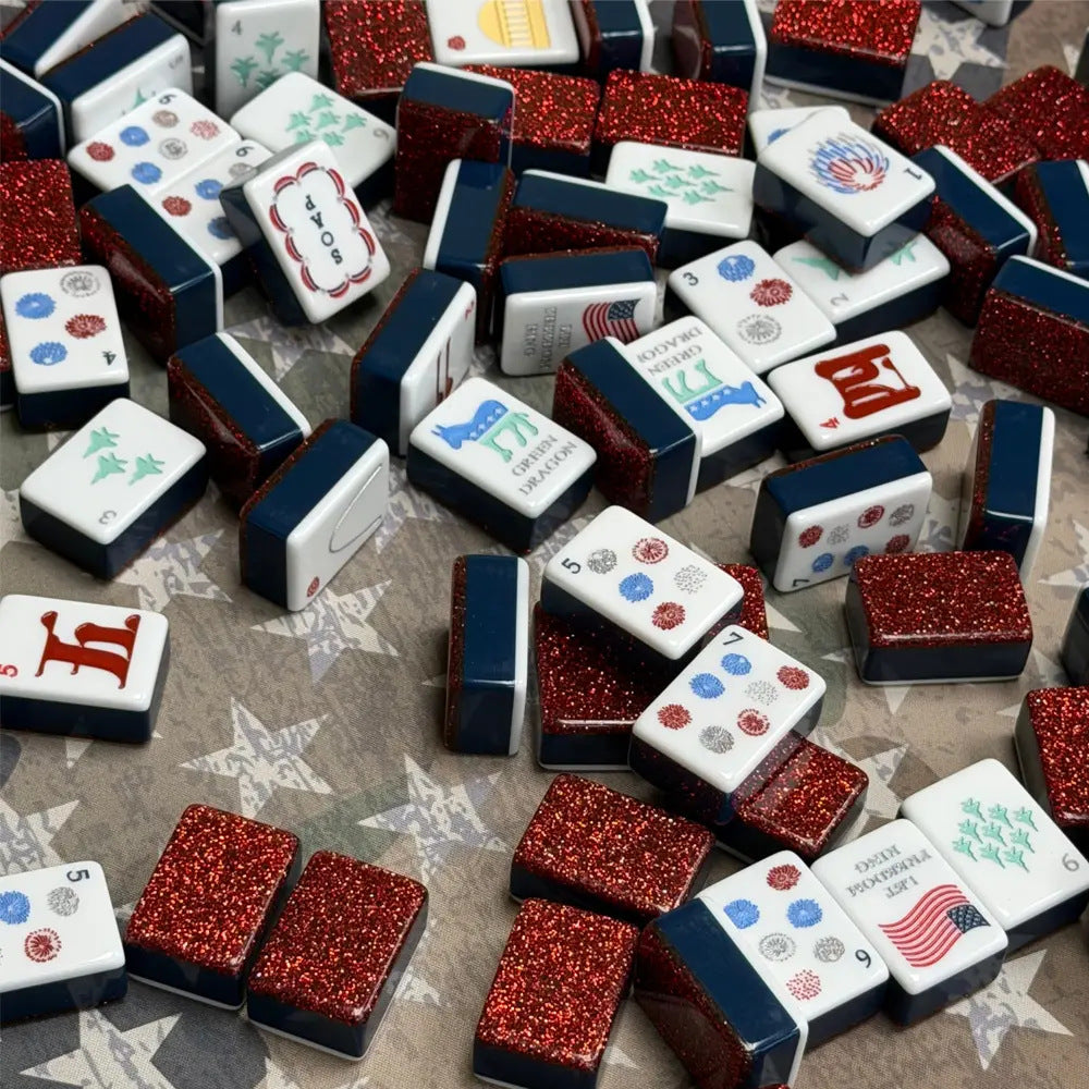 Red Glitter Patriotic Celebration American Mahjong Set – view 4