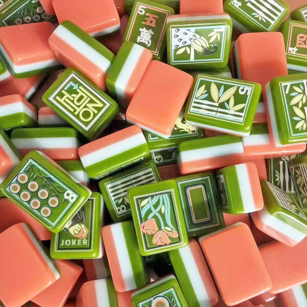 Orange 3-Layer Hand-Painted Acrylic American Mahjong Tiles – view 4