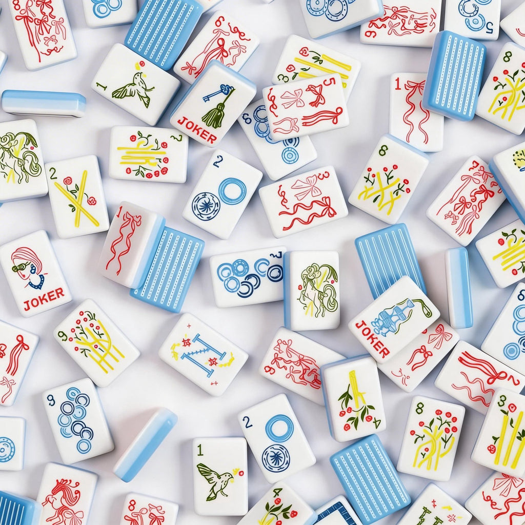 Blue Stripe Bow & Mermaid American Mahjong Set