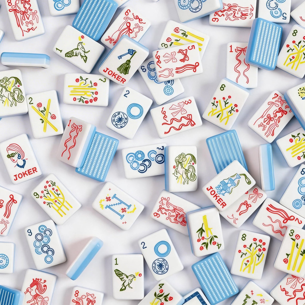 Blue Stripe Bow & Mermaid American Mahjong Set