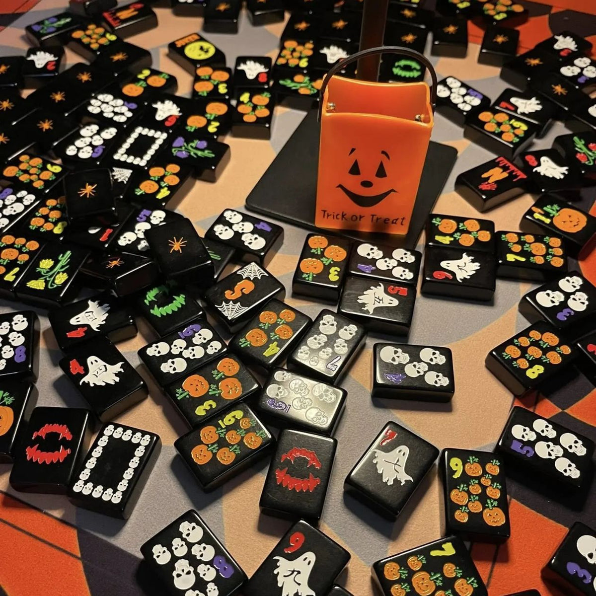 Halloween Black Hand-Painted American Mahjong