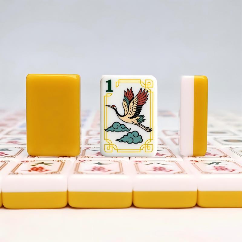 Mustard Yellow Crane & Cloud American Mahjong Set – view 2