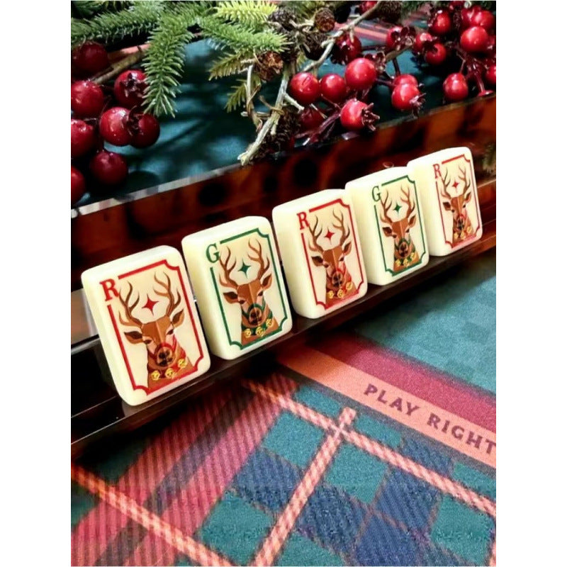 Ivory Christmas Hand-painted American Mahjong Set