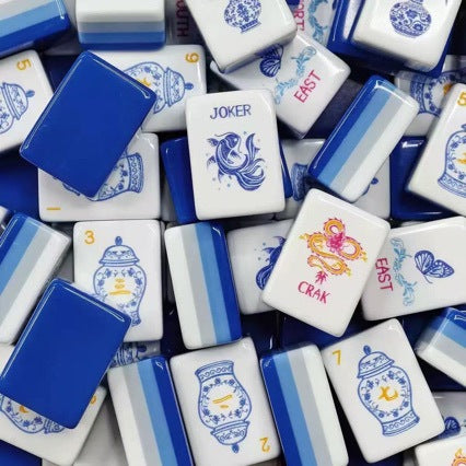 Cobalt Blue & White Chinoiserie Ginger Jar American Mahjong Set