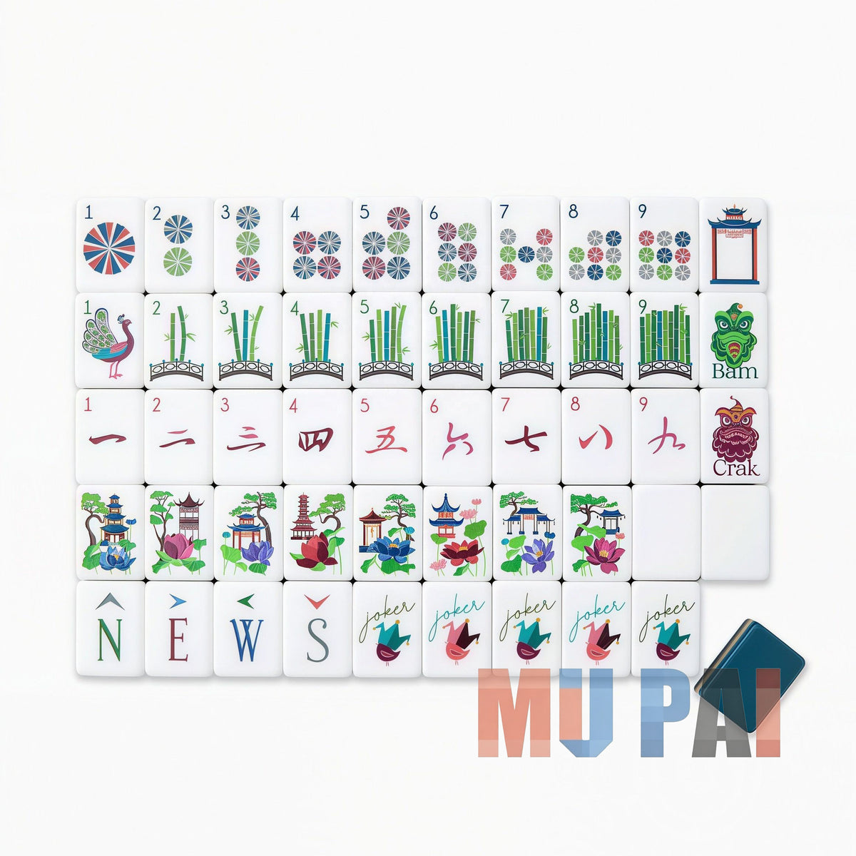 Navy Blue Garden Bird American Mahjong Set – view 4