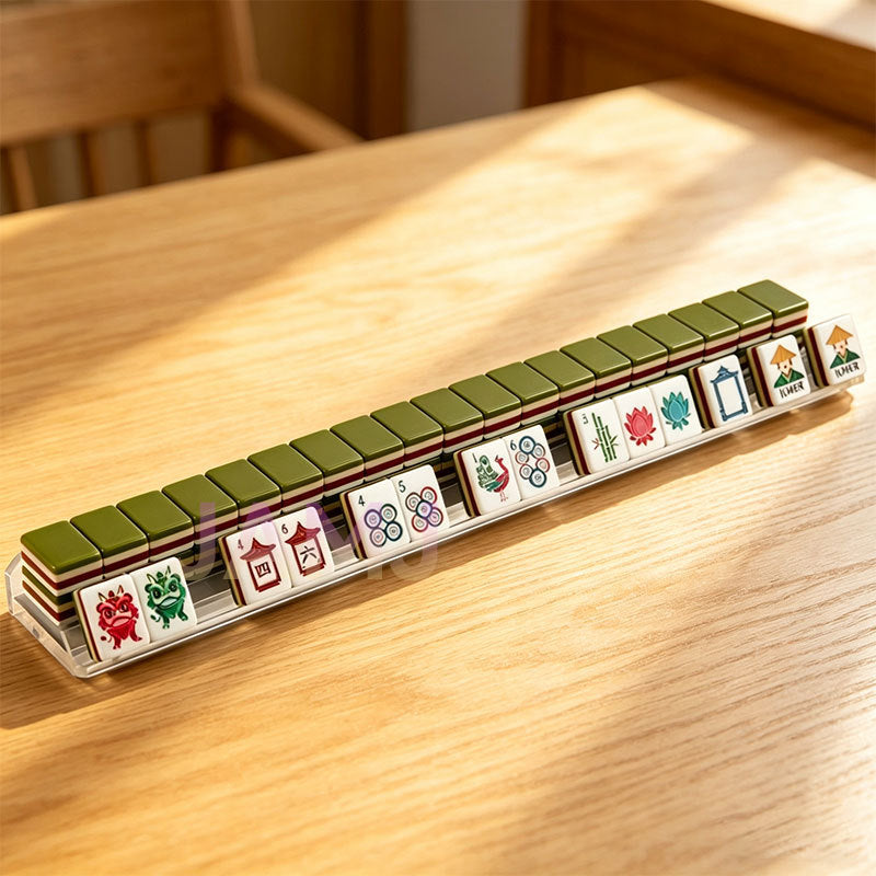 Olive Green Lion Dance & Peacock American Mahjong Set – view 4