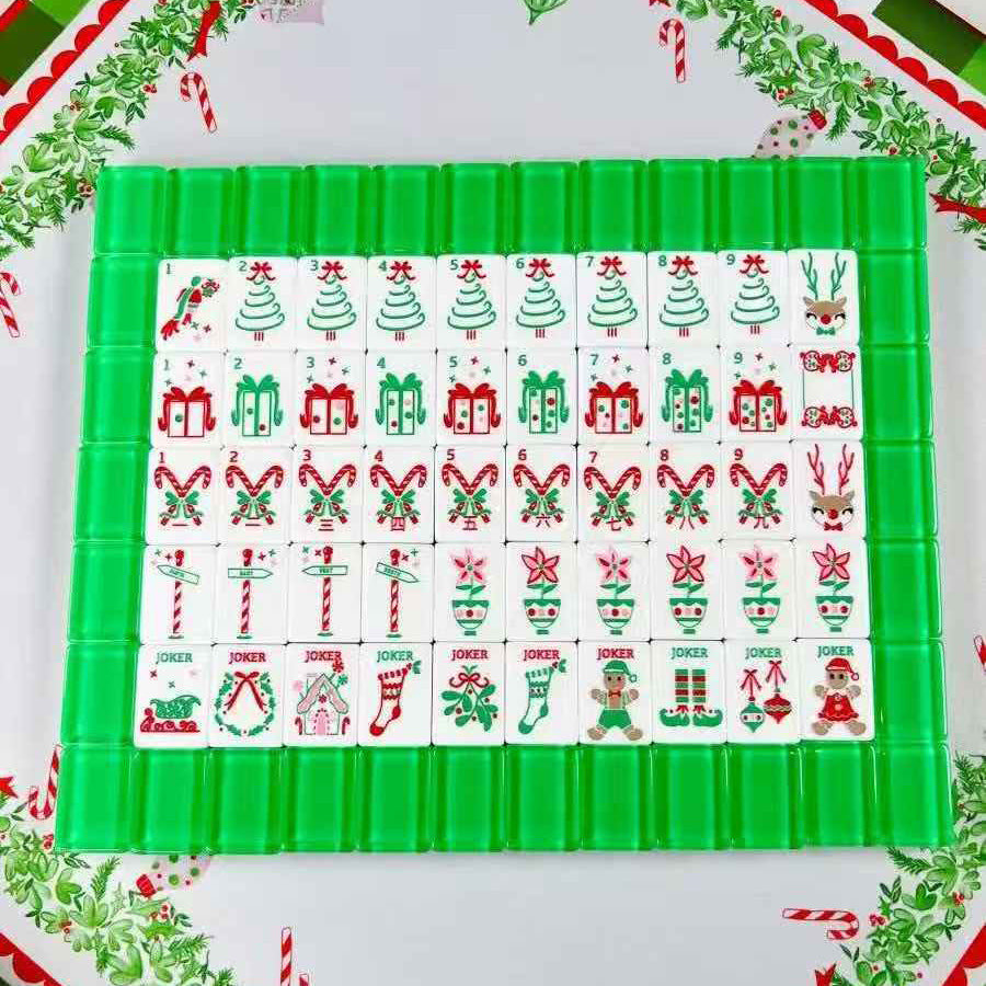Red Christmas Gingerbread Double-Layer American Mahjong Set – view 4