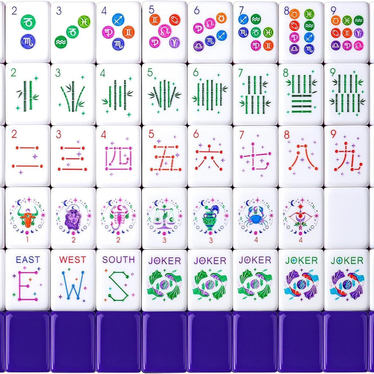 Purple Floral Wreath Joker American Mahjong Set