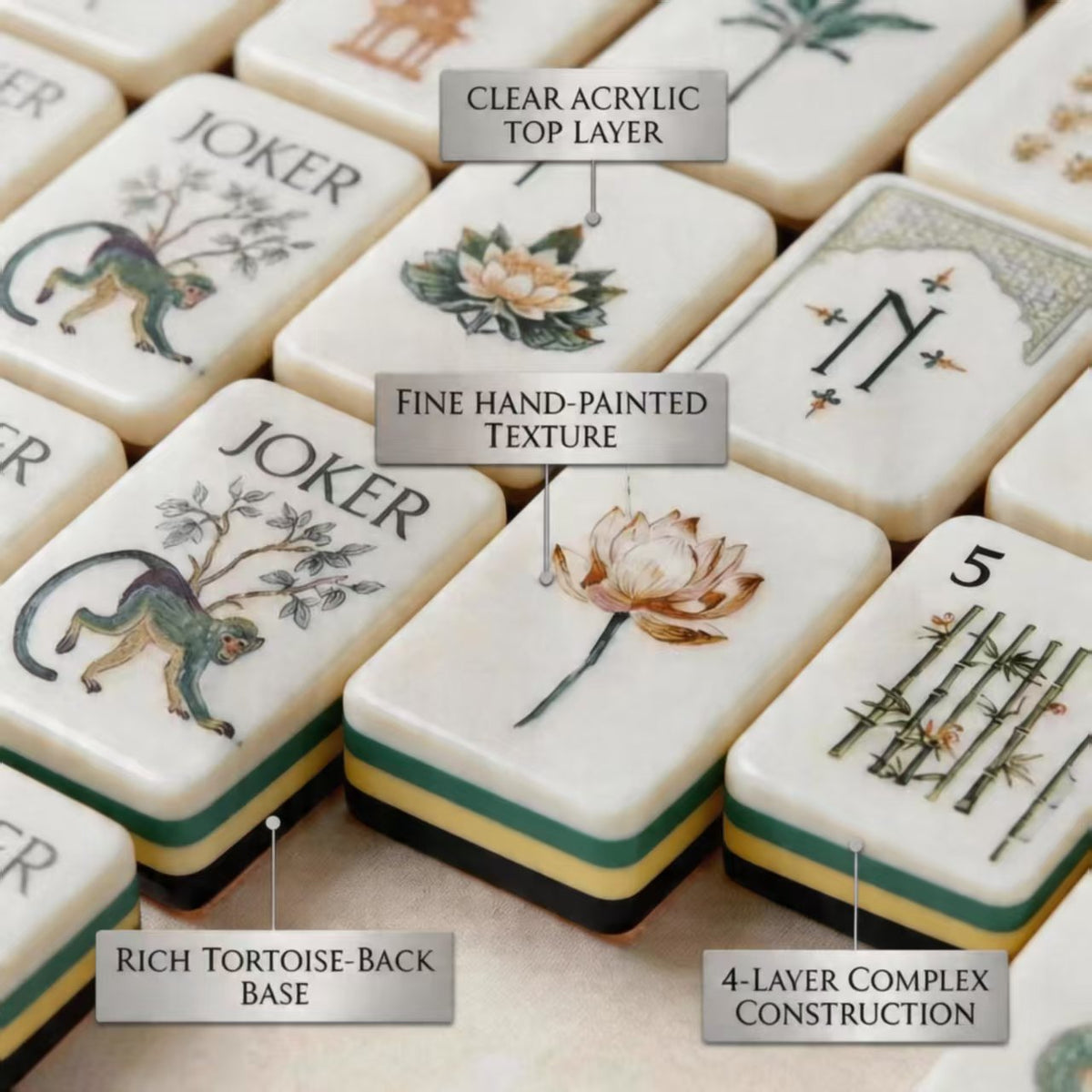 White Lotus 4-Layer Acrylic American Mahjong Set