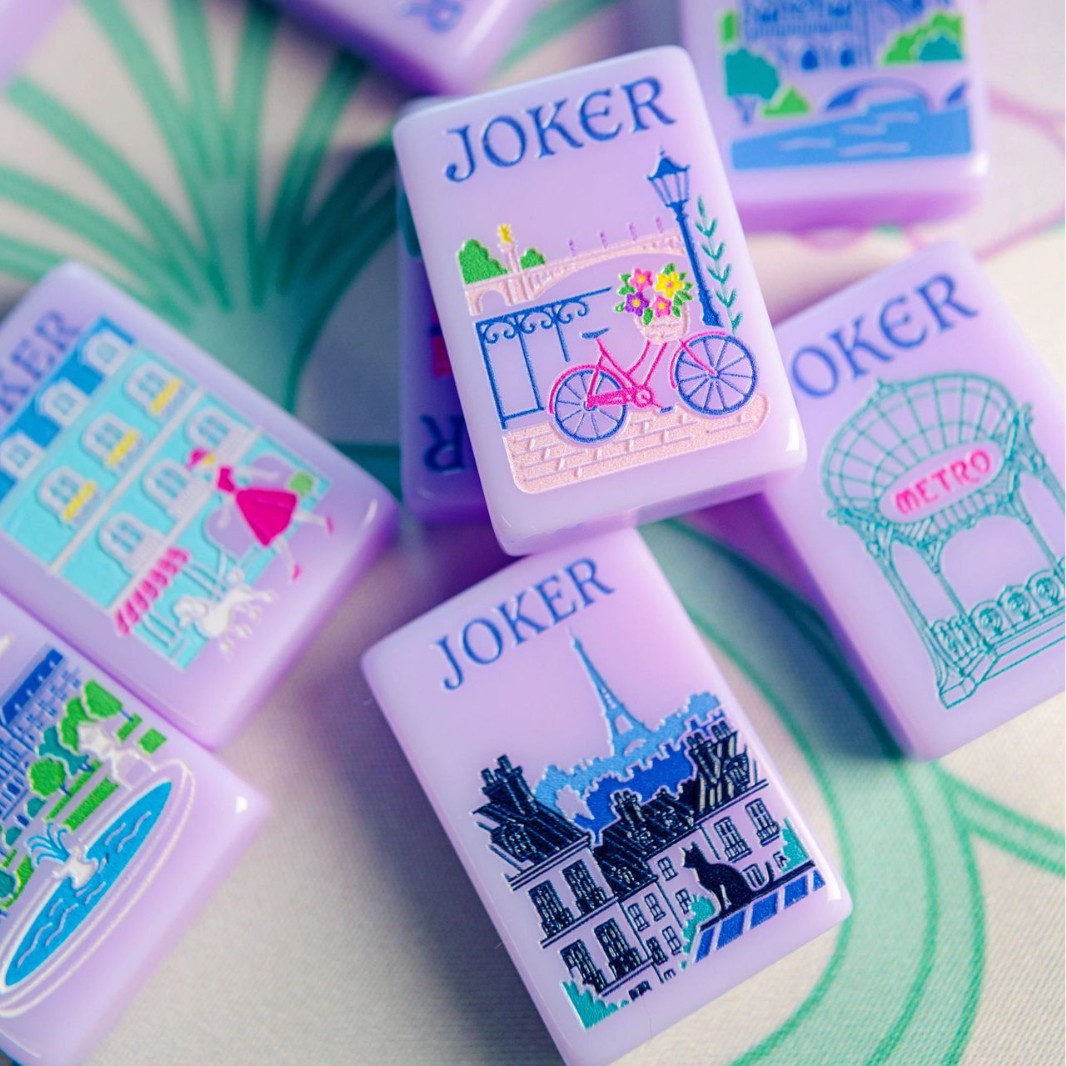 Lavender Purple Paris Eiffel Tower American Mahjong Set – view 3