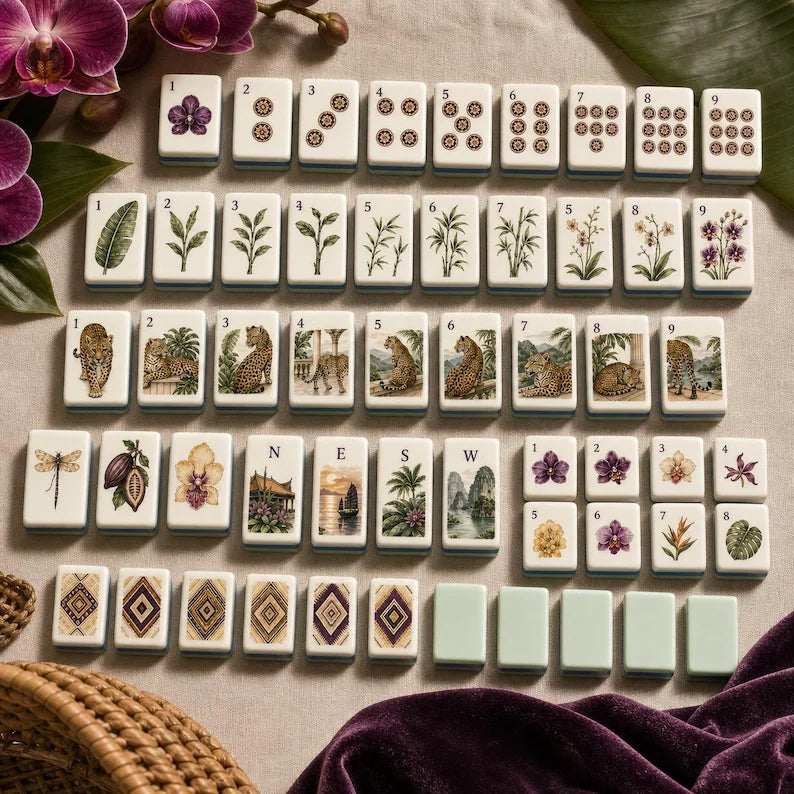 Vintage Orchid Herbarium American Mahjong Set – view 3