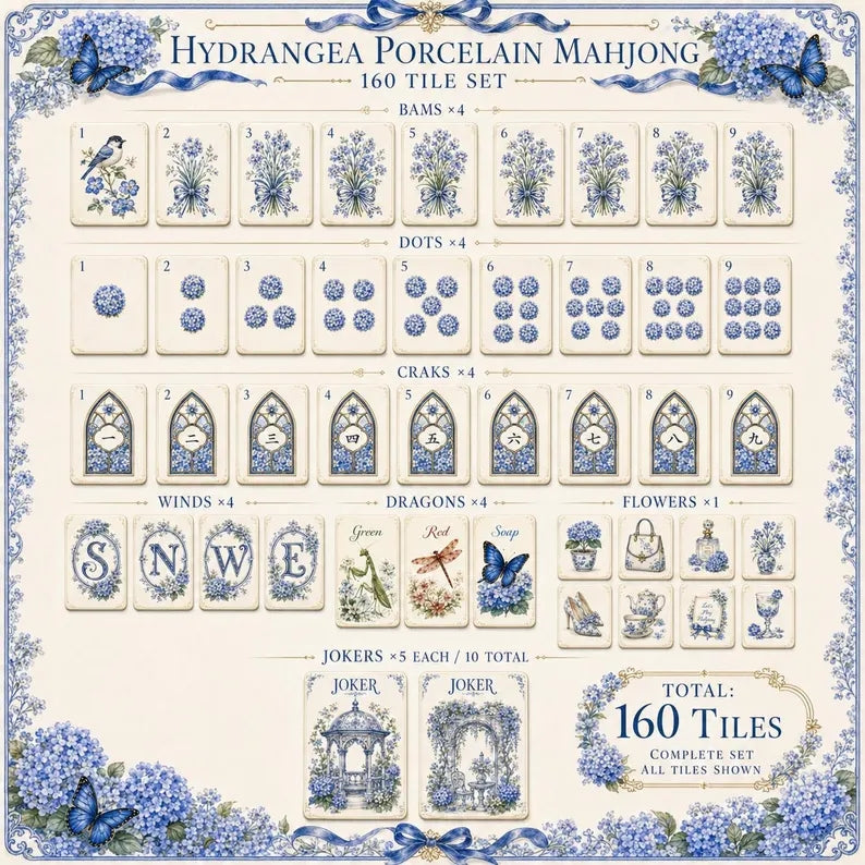 Hydrangea Acrylic American Mahjong Set – view 10