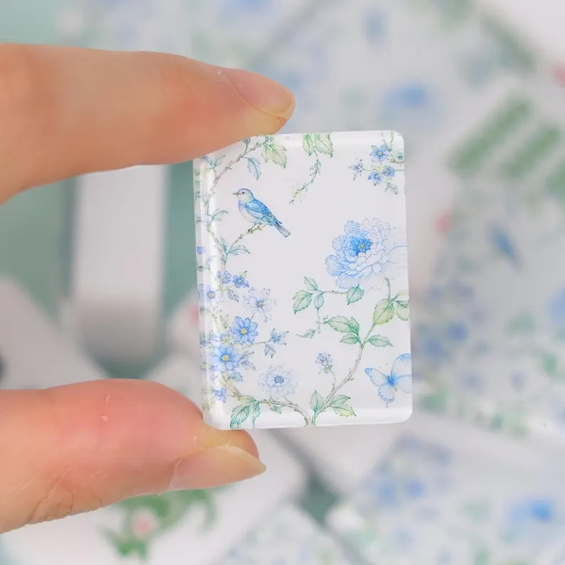 Blue Floral American Mahjong Set