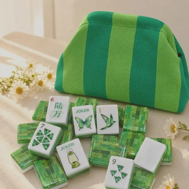 Green Butterfly Acrylic American Mahjong Tiles – view 5