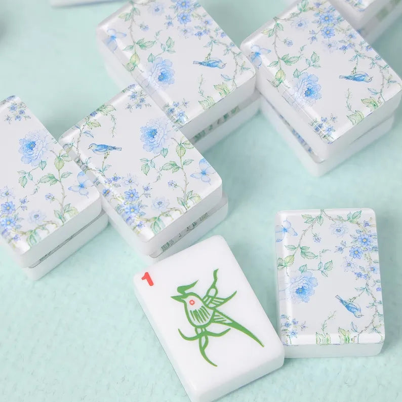 Blue Floral American Mahjong Set – view 7