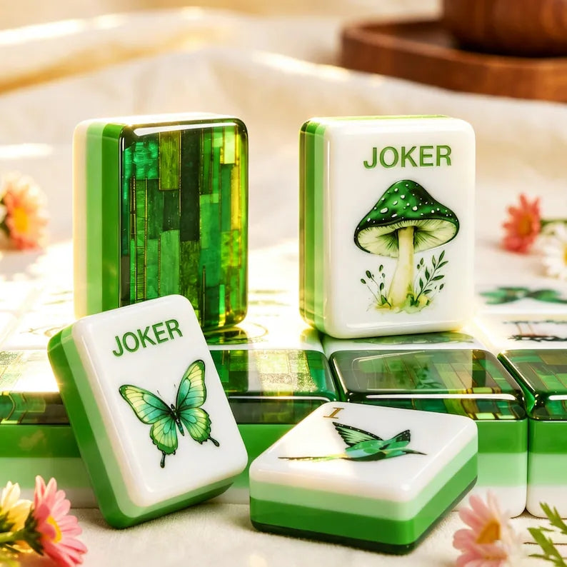 Green Butterfly Acrylic American Mahjong Tiles