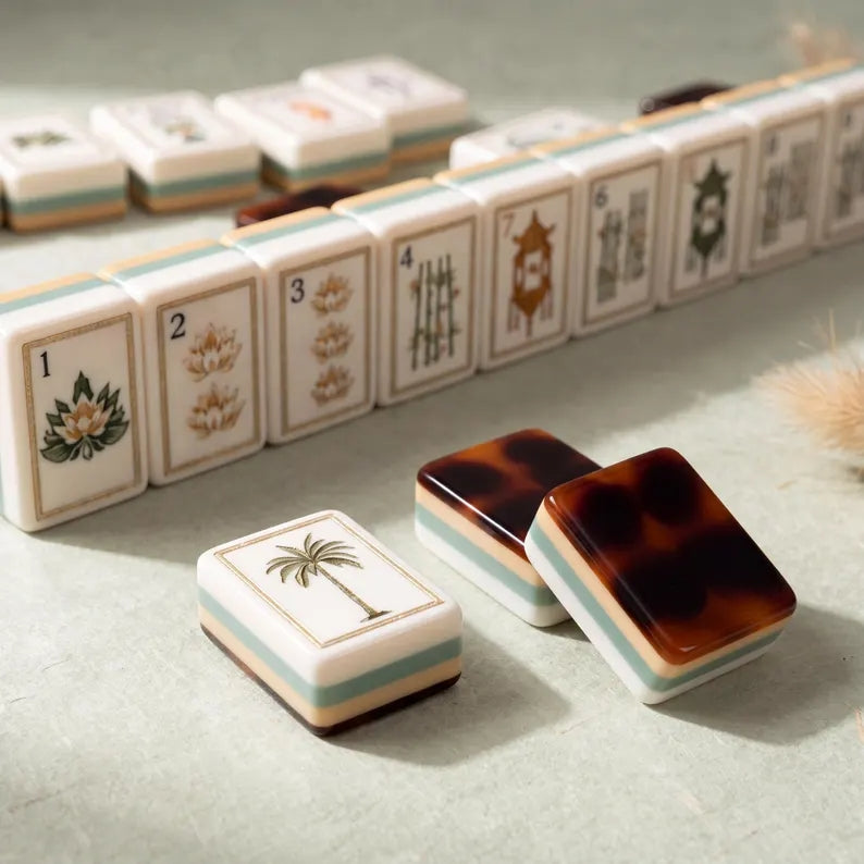 Botanical American Mahjong Tiles Set