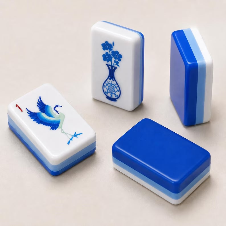 Blue Porcelain American Mahjong Tile Set – view 6