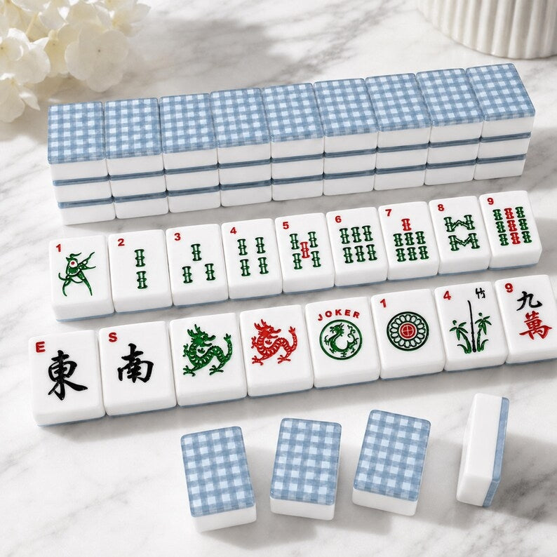 Navy Gingham American Mahjong Set – 166 Tiles