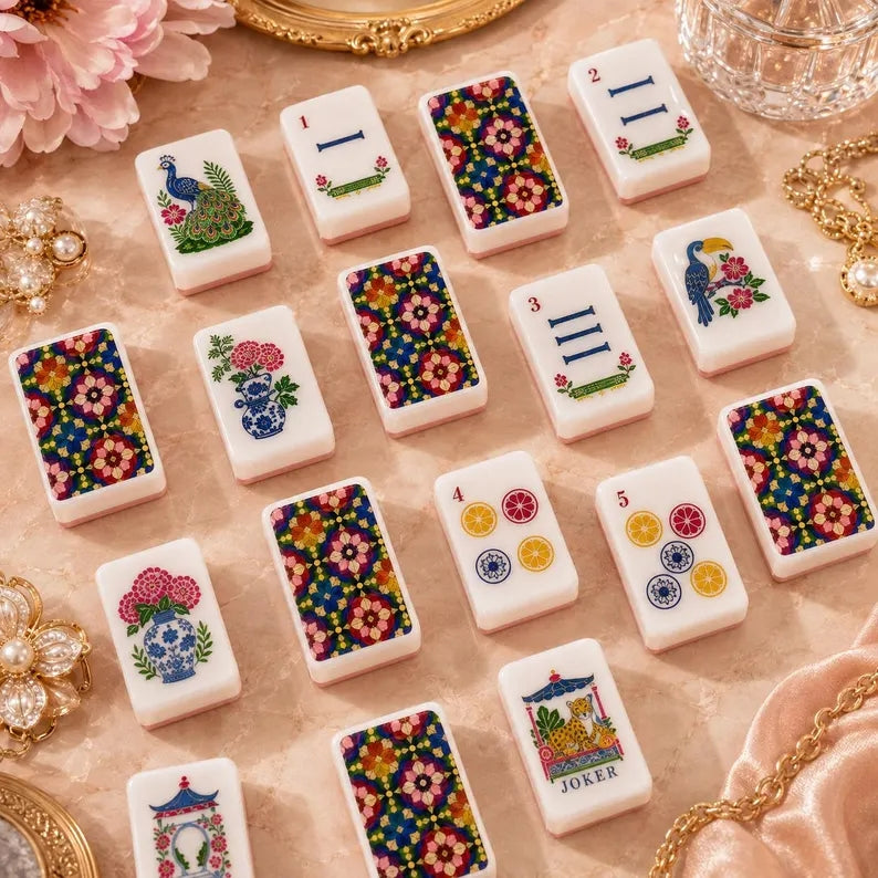 Stained Glass Floral American Mahjong Tiles – view 3