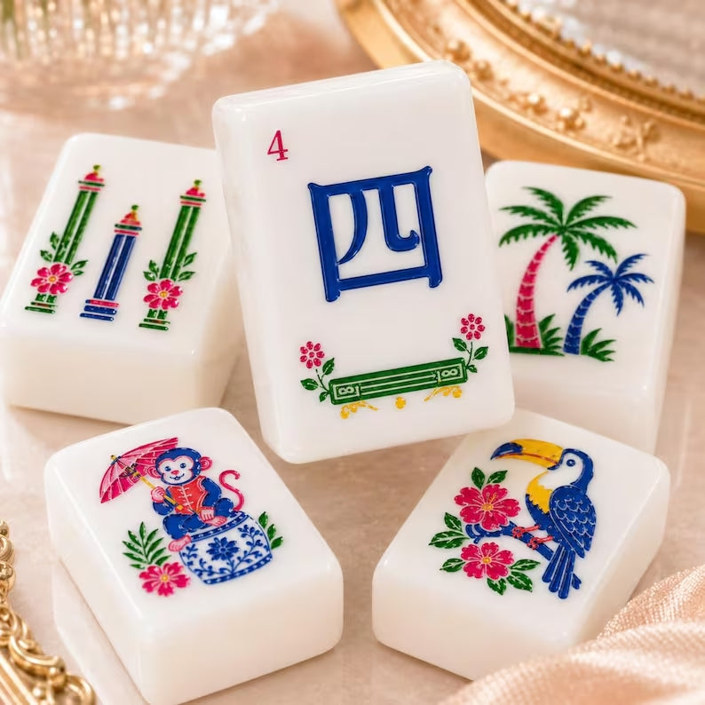 Sage Green Crane American Mahjong Tiles – view 4