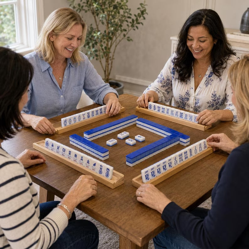 Blue Porcelain American Mahjong Tile Set – view 7