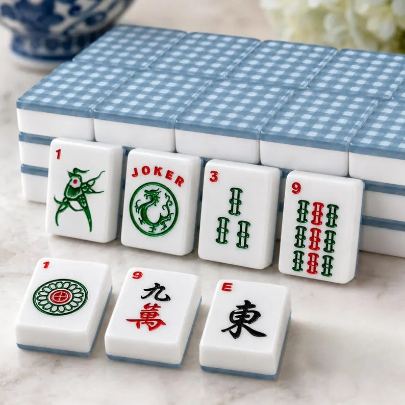 Navy Gingham American Mahjong Set – 166 Tiles – view 2