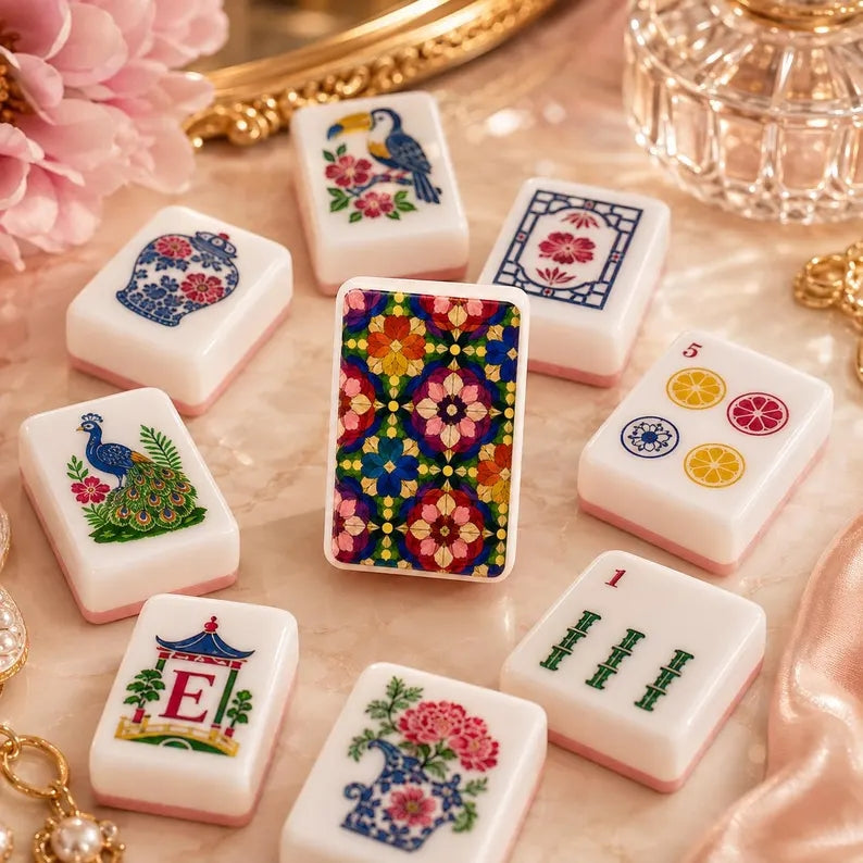 Stained Glass Floral American Mahjong Tiles – view 5