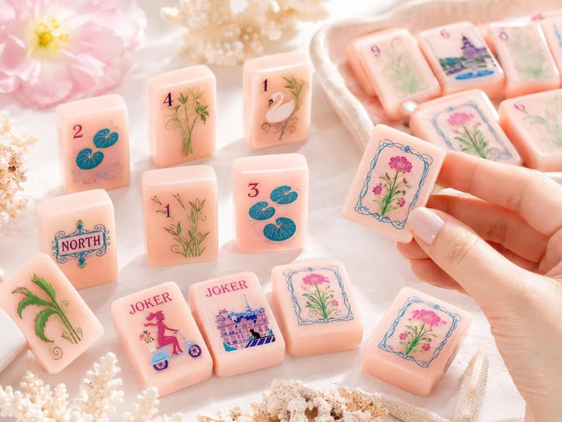 Pink Floral American Mahjong Set
