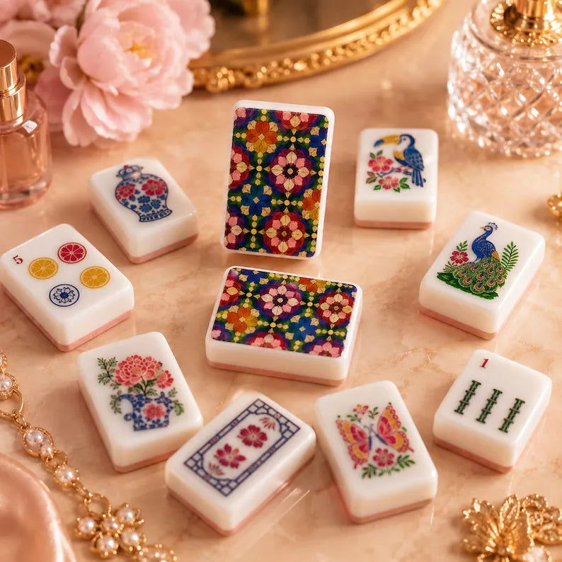Stained Glass Floral American Mahjong Tiles – view 4
