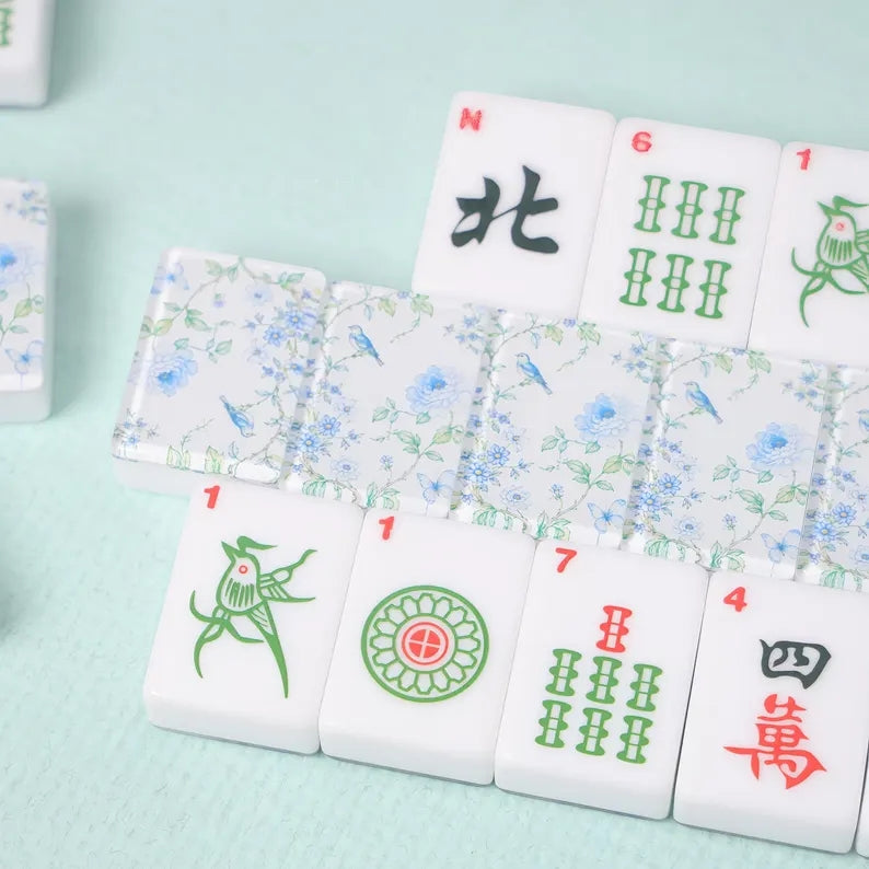 Blue Floral American Mahjong Set – view 5