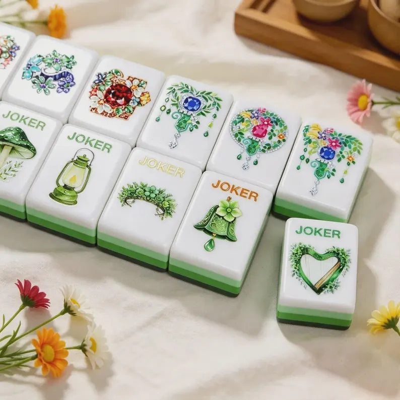 Green Butterfly Acrylic American Mahjong Tiles – view 4