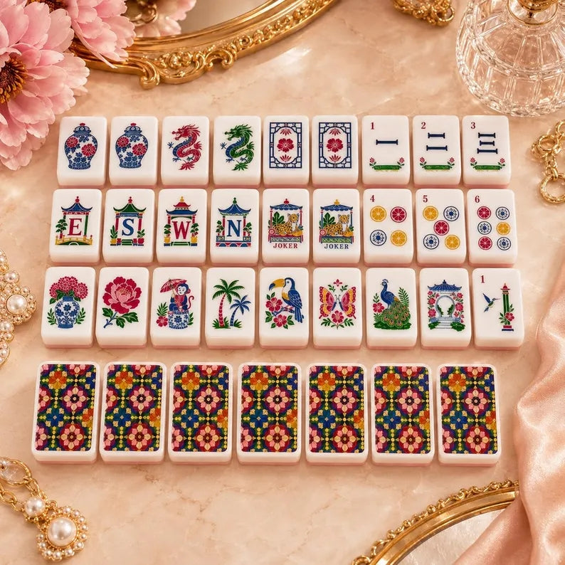 Stained Glass Floral American Mahjong Tiles – view 6
