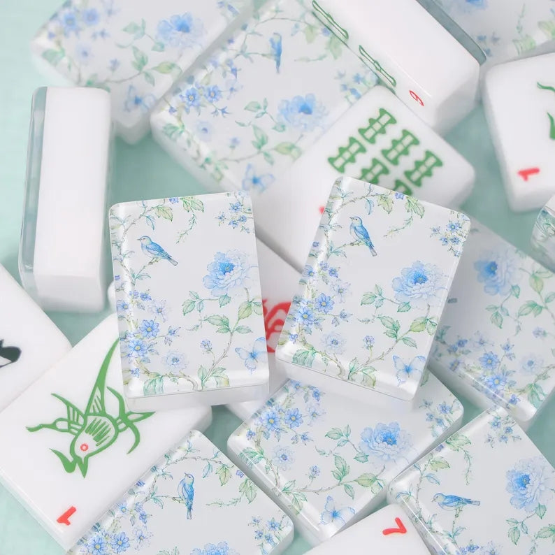 Blue Floral American Mahjong Set – view 8