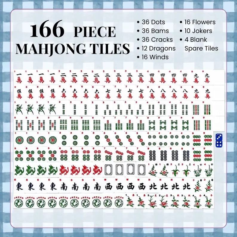 Navy Gingham American Mahjong Set – 166 Tiles – view 3